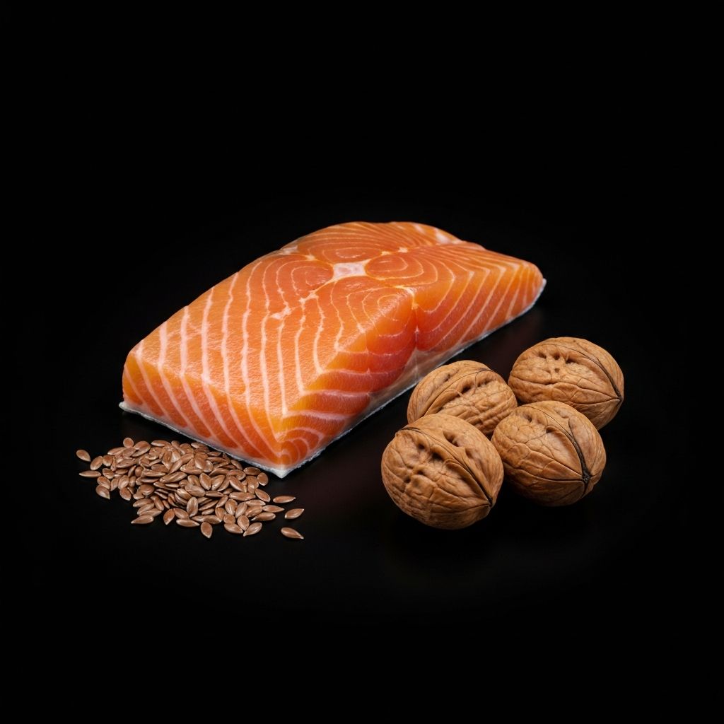 Salmon, walnuts and seeds containing omega-3 fatty acids